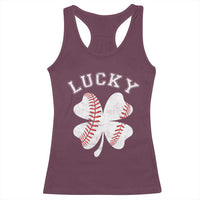 Funny Baseball Lucky Clover St Patricks Day Racerback Tank Top