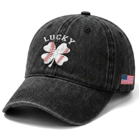 Funny Baseball Lucky Clover St Patricks Day Washed Cotton Baseball Cap