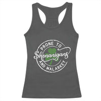 Prone To Shenanigans And Malarkey Racerback Tank Top Funny St Patricks Day Irish Shamrock