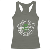Prone To Shenanigans And Malarkey Racerback Tank Top Funny St Patricks Day Irish Shamrock