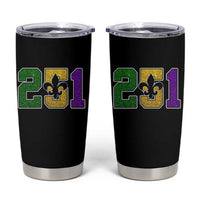 Funny Mardi Gras Mobile Alabama Tumbler Cup 251 Area Code Glitter Print Fleur De Lis
