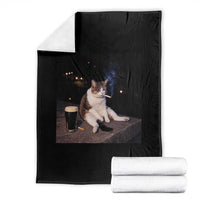 Funny Cigarette And Drinking Irish Stout Beer Cat Meme Throw Blanket