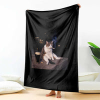 Funny Cigarette And Drinking Irish Stout Beer Cat Meme Throw Blanket