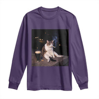 Funny Cigarette And Drinking Irish Stout Beer Cat Meme Long Sleeve Shirt