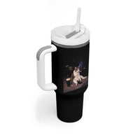 Funny Cigarette And Drinking Irish Stout Beer Cat Meme Tumbler With Handle