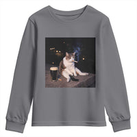 Funny Cigarette And Drinking Irish Stout Beer Cat Meme Youth Sweatshirt