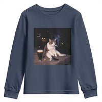 Funny Cigarette And Drinking Irish Stout Beer Cat Meme Youth Sweatshirt