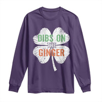 Funny St Patricks Day Dibs On The Ginger Long Sleeve Shirt Irish Redhead Shamrock