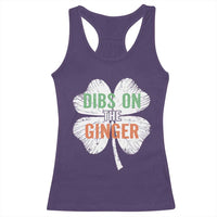 Funny St Patricks Day Dibs On The Ginger Racerback Tank Top Irish Redhead Shamrock