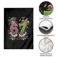 Funny 67 Mardi Gras Garden Flag Six Seven Meme Carnival Hand Gesture