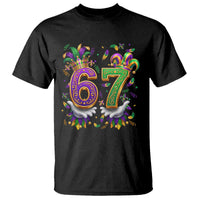 Funny 67 Mardi Gras T Shirt Six Seven Meme Carnival Hand Gesture