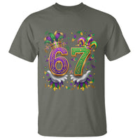 Funny 67 Mardi Gras T Shirt Six Seven Meme Carnival Hand Gesture