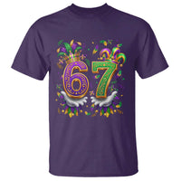 Funny 67 Mardi Gras T Shirt Six Seven Meme Carnival Hand Gesture