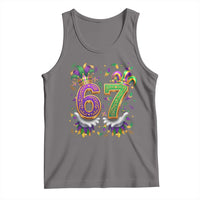 Funny 67 Mardi Gras Tank Top Six Seven Meme Carnival Hand Gesture