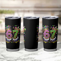 Funny 67 Mardi Gras Tumbler Cup Six Seven Meme Carnival Hand Gesture
