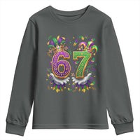 Funny 67 Mardi Gras Youth Sweatshirt Six Seven Meme Carnival Hand Gesture