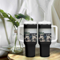 Funny Cat Drinking Irish Stout Beer Tumbler With Handle Black Beer and Cat Lovers