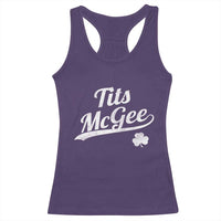 Tits McGee Racerback Tank Top Funny St Patricks Day Adult Humor Shamrocks