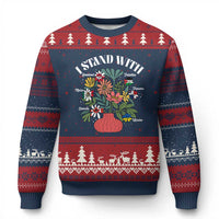 I Stand With Canada Greenland Mexico Panama Gaza Ukraine Ugly Christmas Sweater Retro Floral