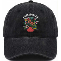 I Stand With Canada Greenland Mexico Panama Gaza Ukraine Washed Cotton Baseball Cap Retro Floral