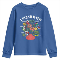 I Stand With Canada Greenland Mexico Panama Gaza Ukraine Youth Sweatshirt Retro Floral