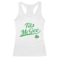 Tits McGee Racerback Tank Top Funny Womens St Patricks Day Vintage Shamrocks