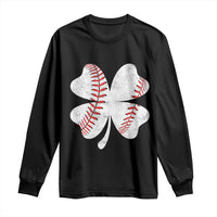 Funny Baseball St Patricks Day Vintage Clover Long Sleeve Shirt
