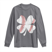 Funny Baseball St Patricks Day Vintage Clover Long Sleeve Shirt