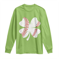 Funny Baseball St Patricks Day Vintage Clover Long Sleeve Shirt