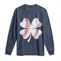 Funny Baseball St Patricks Day Vintage Clover Long Sleeve Shirt