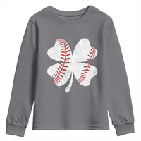 Funny Baseball St Patricks Day Vintage Clover Youth Sweatshirt