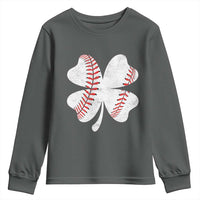 Funny Baseball St Patricks Day Vintage Clover Youth Sweatshirt