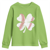 Funny Baseball St Patricks Day Vintage Clover Youth Sweatshirt