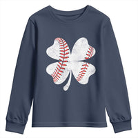 Funny Baseball St Patricks Day Vintage Clover Youth Sweatshirt