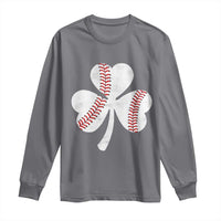 Funny Baseball St Patricks Day Distressed Shamrock Long Sleeve Shirt
