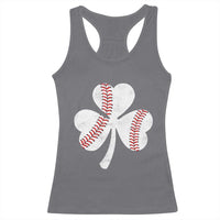 Funny Baseball St Patricks Day Distressed Shamrock Racerback Tank Top