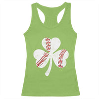 Funny Baseball St Patricks Day Distressed Shamrock Racerback Tank Top