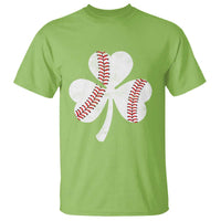 Funny Baseball St Patricks Day Distressed Shamrock T Shirt