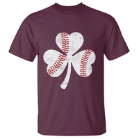 Funny Baseball St Patricks Day Distressed Shamrock T Shirt