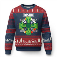 Irishki Half Irish Half Polish Ugly Christmas Sweater Celtic Cross St Patricks - Wonder Print Shop