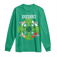 Irishki Half Irish Half Polish Long Sleeve Shirt Celtic Cross St Patricks