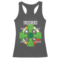 Irishki Half Irish Half Polish Racerback Tank Top Celtic Cross St Patricks