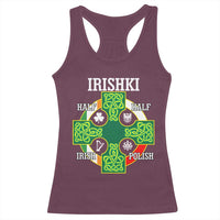 Irishki Half Irish Half Polish Racerback Tank Top Celtic Cross St Patricks