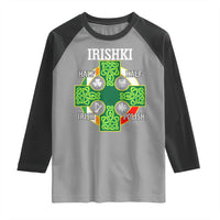 Irishki Half Irish Half Polish Raglan Shirt Celtic Cross St Patricks
