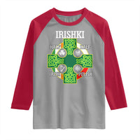 Irishki Half Irish Half Polish Raglan Shirt Celtic Cross St Patricks