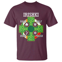Irishki Half Irish Half Polish T Shirt Celtic Cross St Patricks