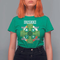 Irishki Half Irish Half Polish T Shirt For Women Celtic Cross St Patricks