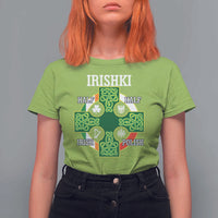 Irishki Half Irish Half Polish T Shirt For Women Celtic Cross St Patricks