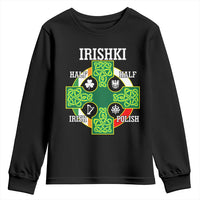 Irishki Half Irish Half Polish Youth Sweatshirt Celtic Cross St Patricks