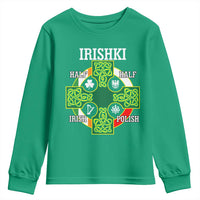 Irishki Half Irish Half Polish Youth Sweatshirt Celtic Cross St Patricks
